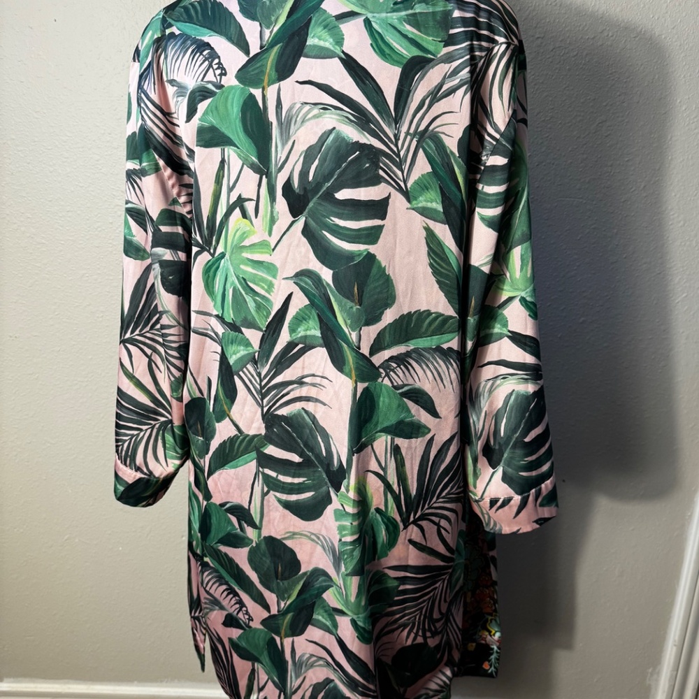 Alice & Olivia Lynn Reversible Short Palm Print Hawaii Kimono Robe Patchwork M/L - Picture 7 of 12